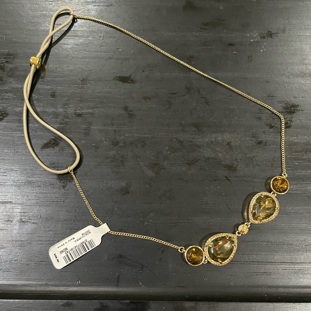 NWT HENRI BENDEL Socialite Crystal drop Elegant Gold headband